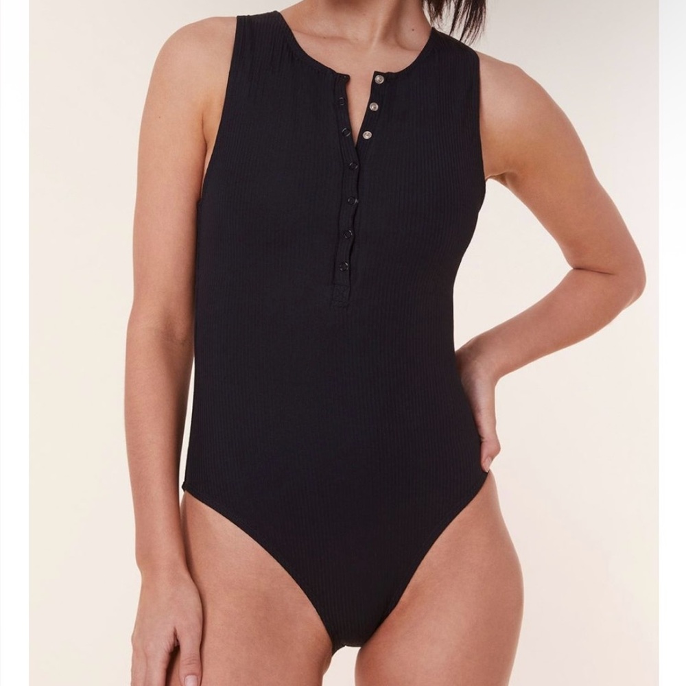 Andie Malibu Ribbed Black One Piece Swimsuit